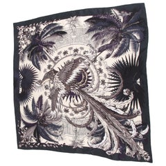 Echarpe en soie 'Mythiques Phoenix' de Hermes - blanc/gris/mauve/vert