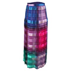 Hermès Silk Chiffon tartan pattern maxi skirt, Circa 2003,