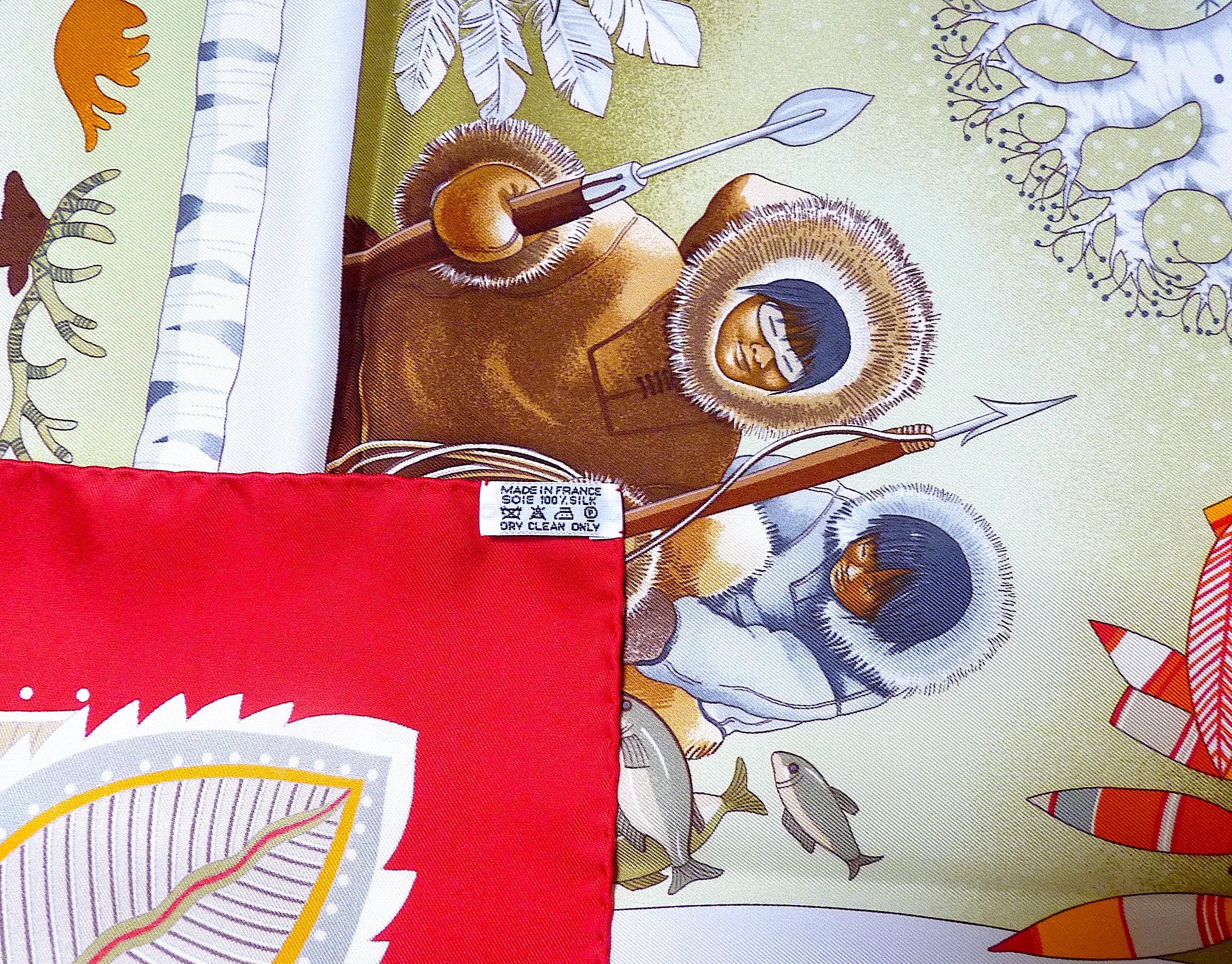 Hermes Soie EXCELLENT ETAT avec Boîte La Vie du Grand Nord 5