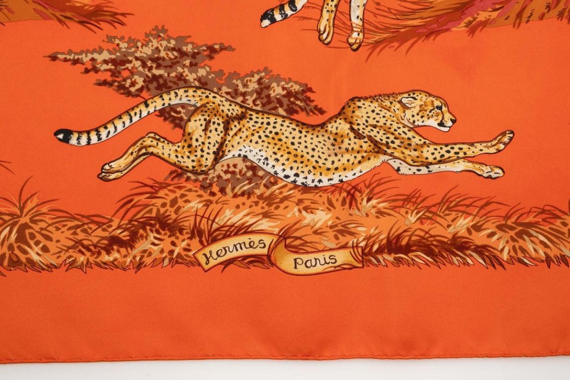 Women's Hermès Silk Foulard Illustrated with the 'Cheetahs' Theme, 2007