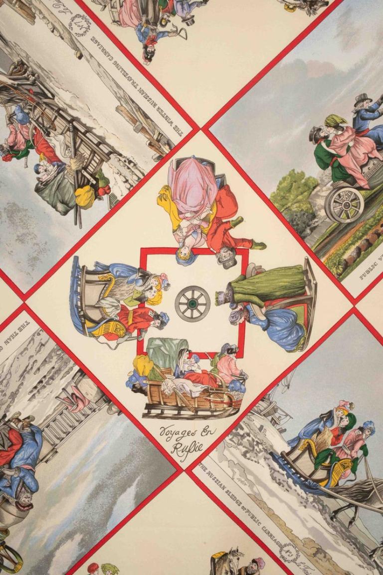 Hermès Silk Foulard / Scarf Entitled with 'Travel In Russia', 1984 In Excellent Condition In SAINT-OUEN-SUR-SEINE, FR