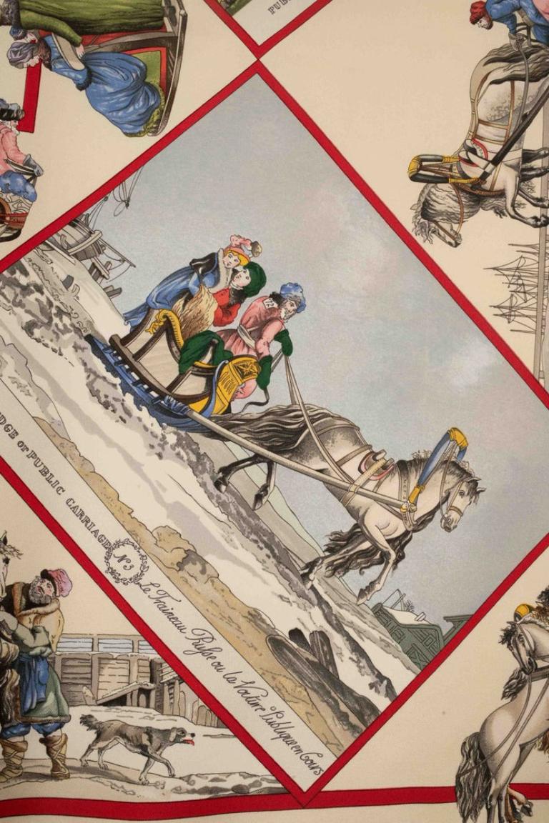 Women's Hermès Silk Foulard / Scarf Entitled with 'Travel In Russia', 1984