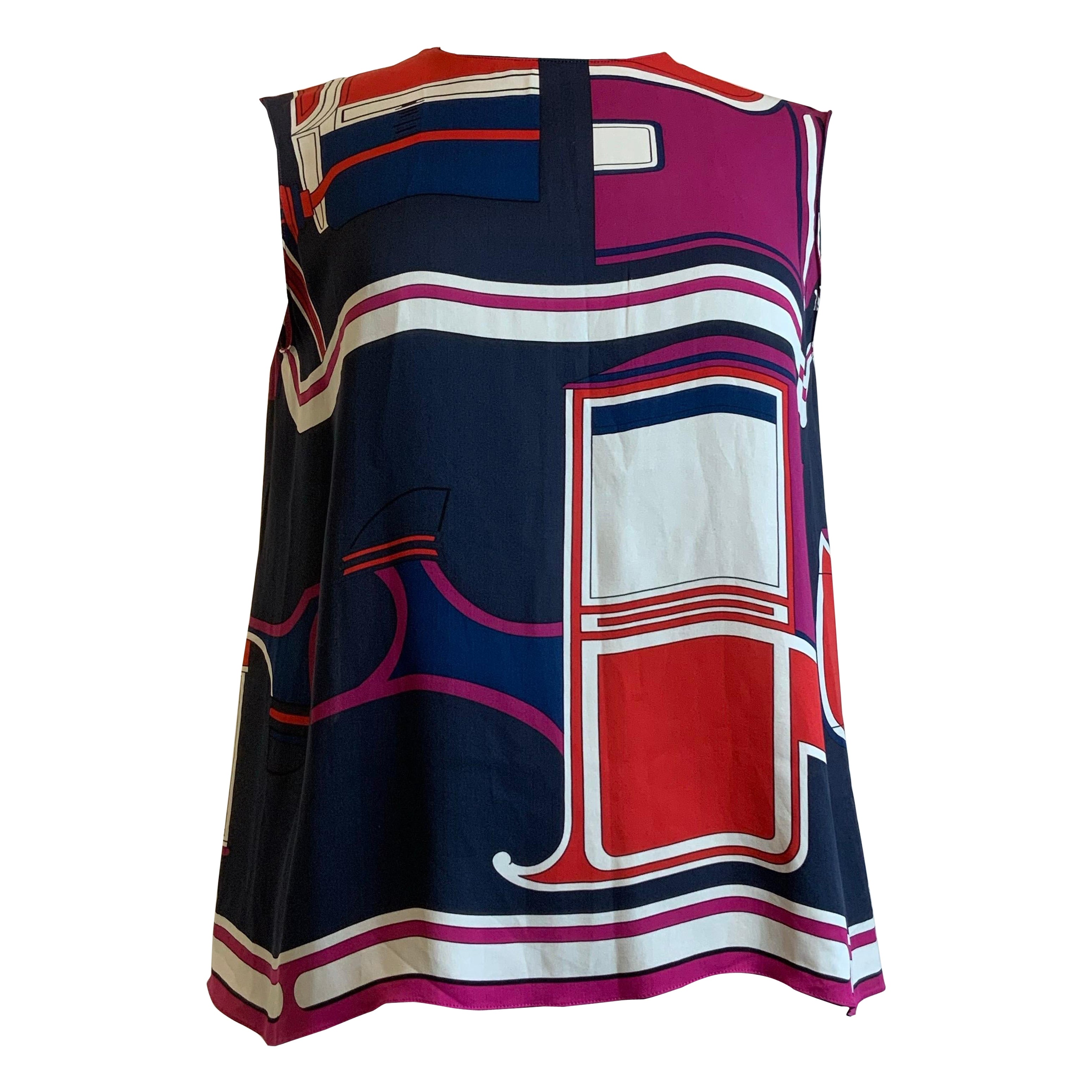 Hermes silk geometric pattern Top For Sale