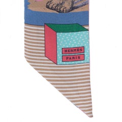 HERMES silk GRAND THEATRE NOUVEAU Twilly Scarf Scarf Bleu Lavendre Rose Vert