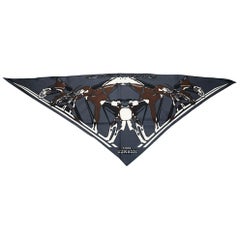 Hermès Silk Grey  Big Triangle Scarf Hairband 