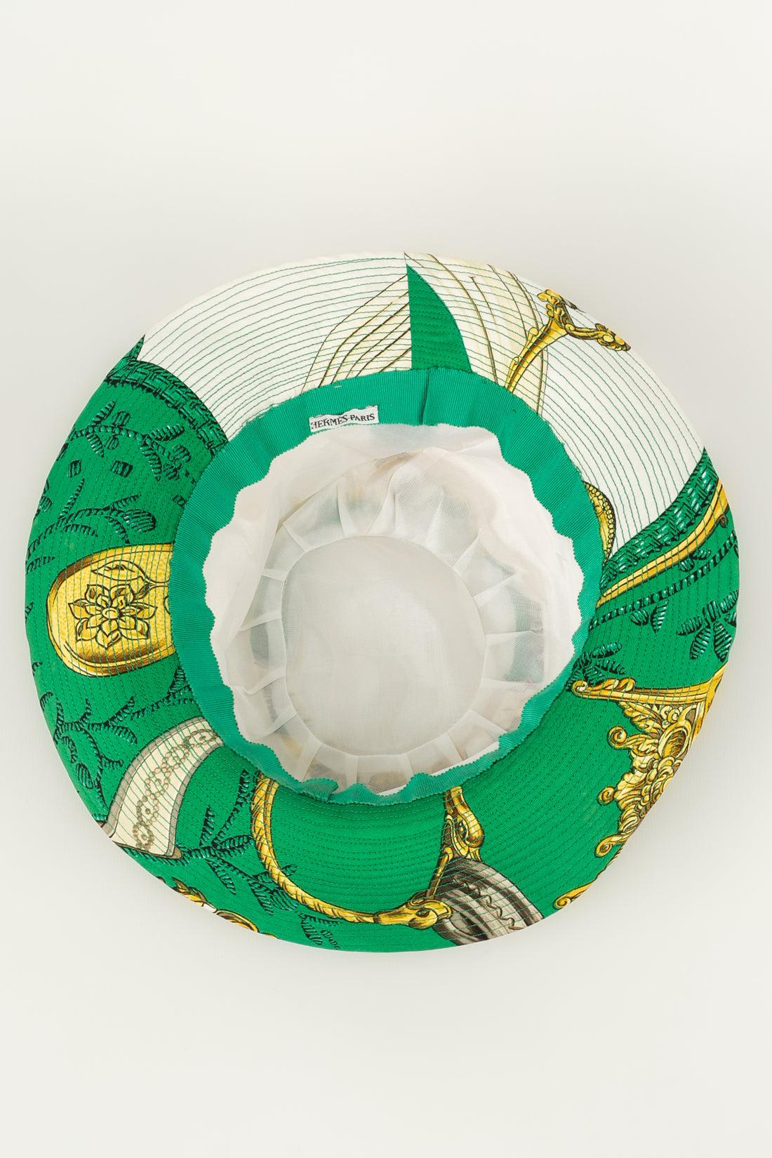 Hermes Silk Hat in Green and White For Sale 4