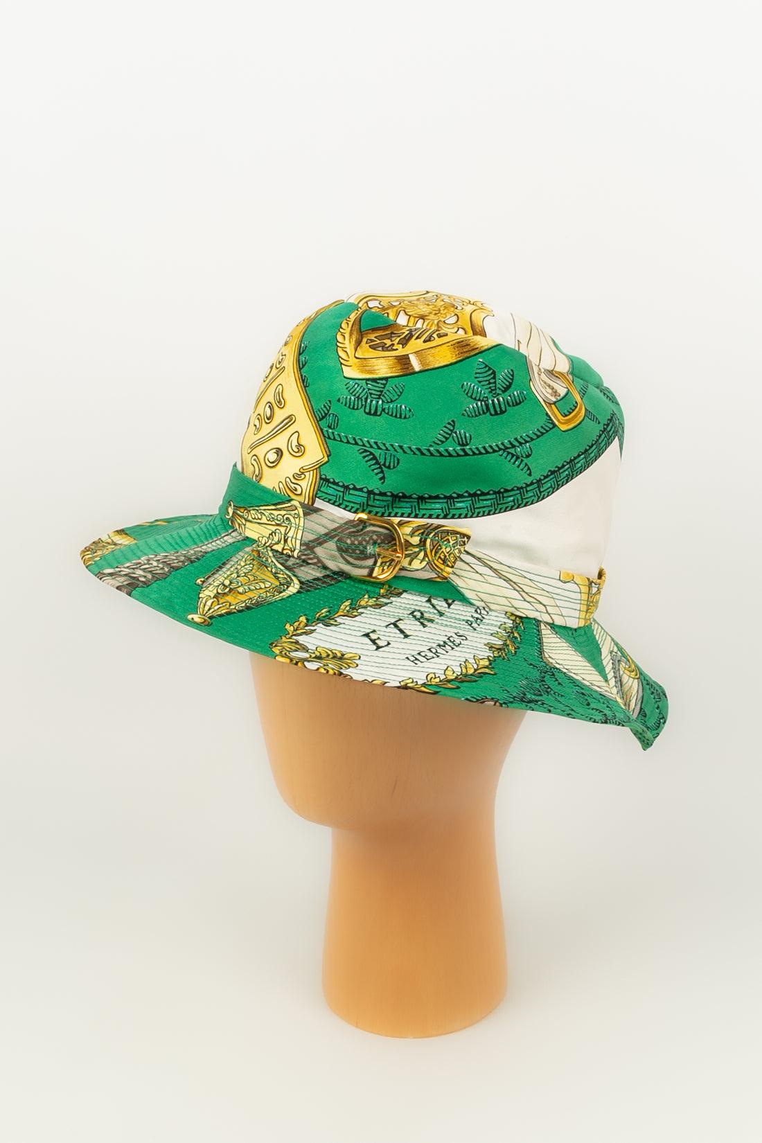 Hermes Silk Hat in Green and White For Sale 5