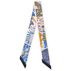 HERMES silk HERMES FACTORY SUITE Twilly Scarf Bleu Rose Mordore