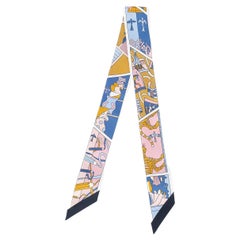 Sciarpa Twilly in seta HERMES FACTORY SUITE Bleu Rose Mordore