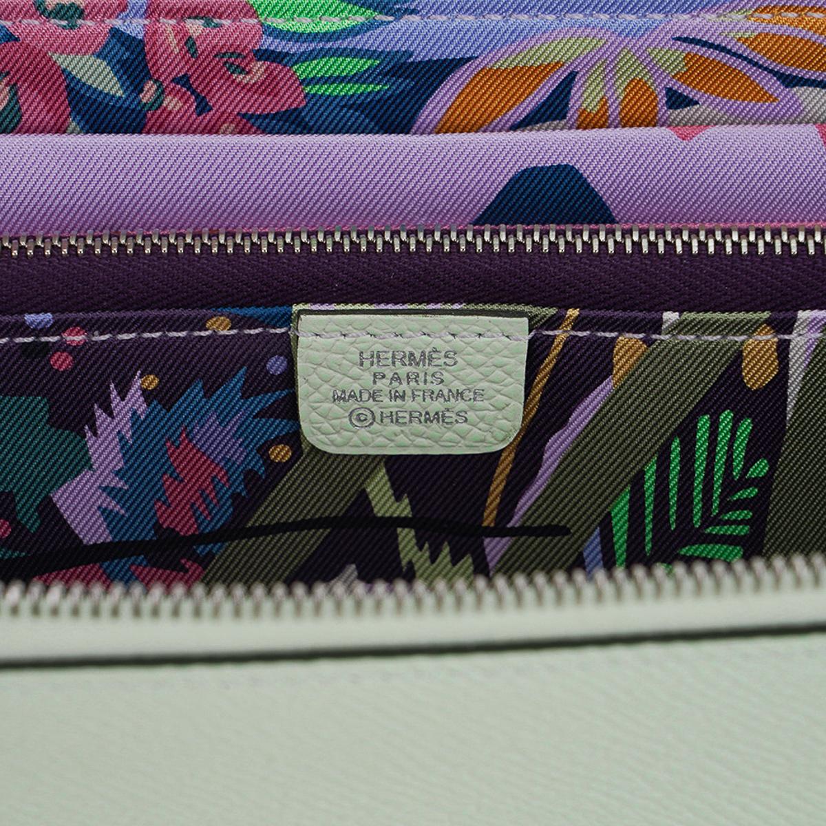 Hermes Silk' In Classique Lang Vert Fizz Brieftasche Epsom Leder im Angebot 6