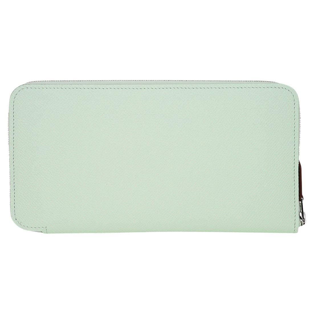 Hermes Silk' In Classique Long Vert Fizz Wallet Epsom Leather