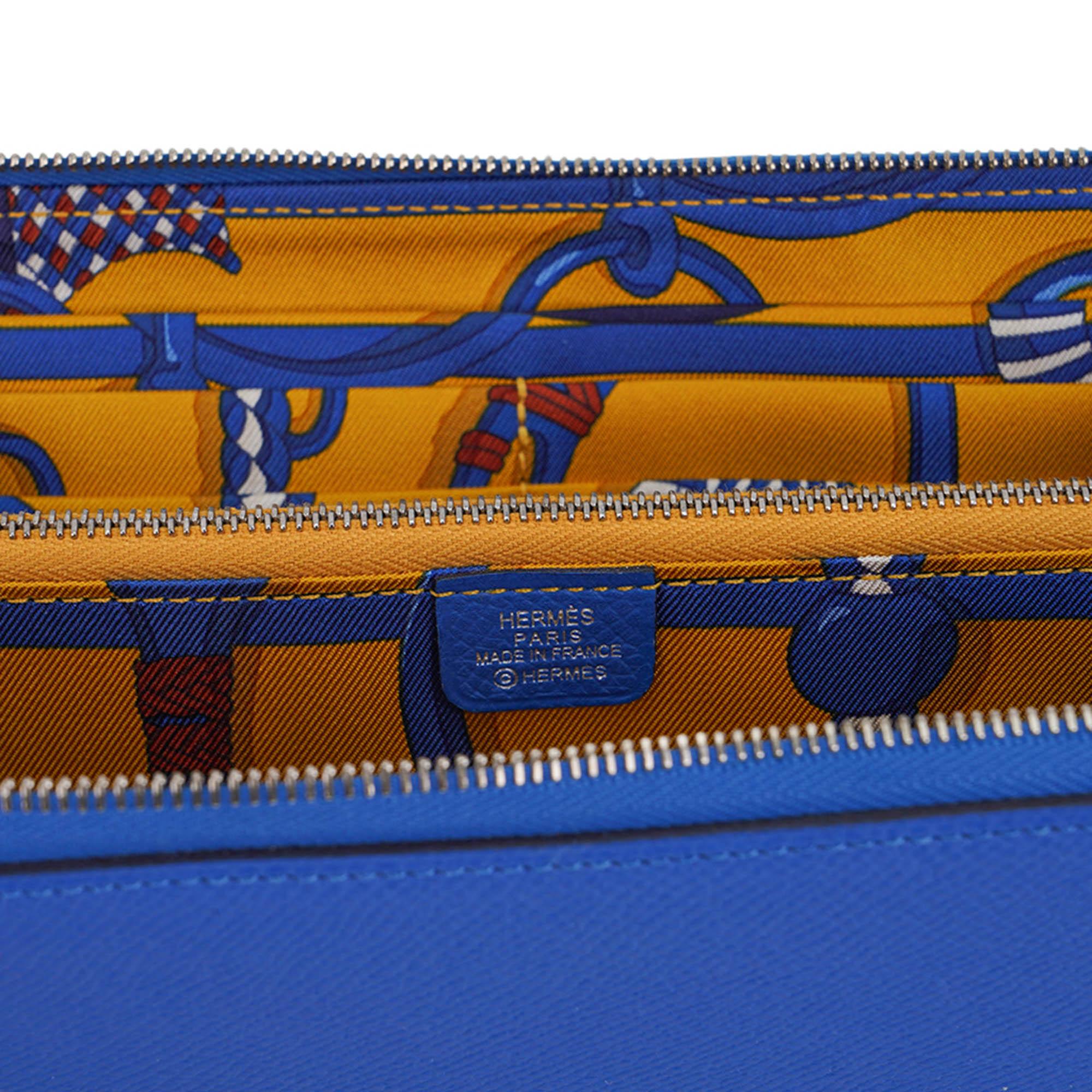 Hermes Silk' In Classique Long Wallet Blue Zellige Epsom Leather en vente 4