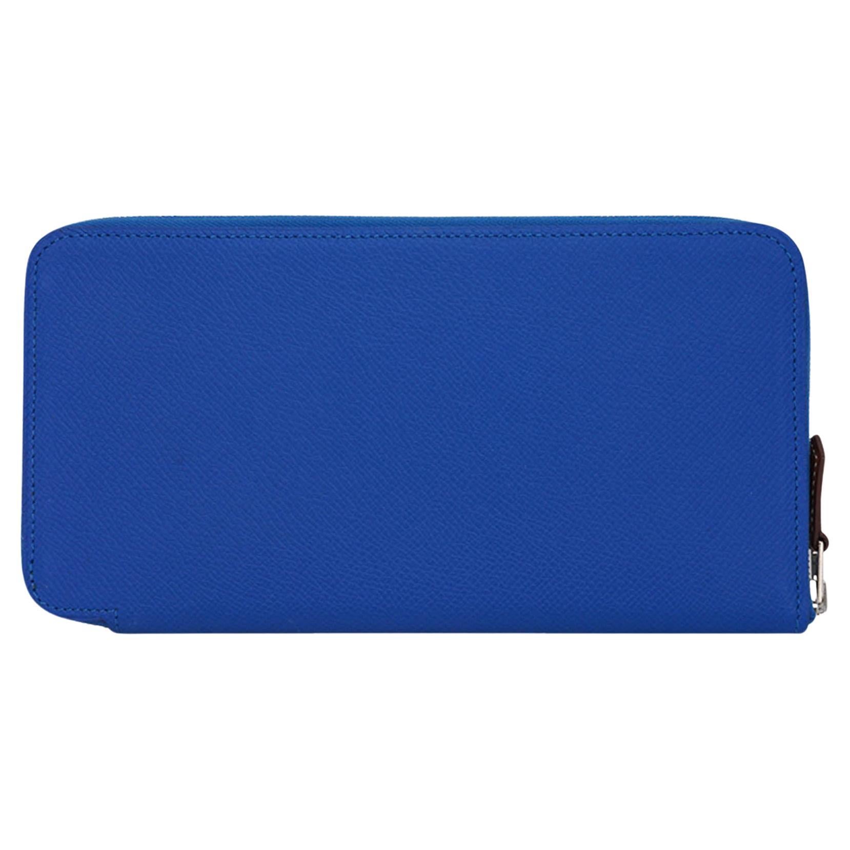 Hermes Silk' In Classique Long Wallet Blue Zellige Epsom Leather en vente