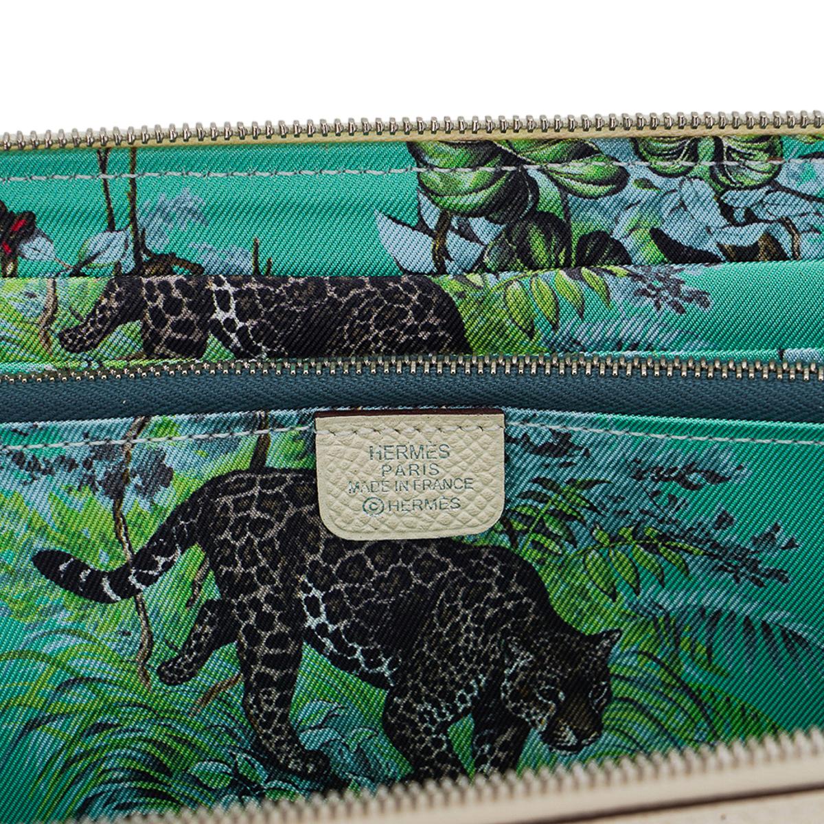 Hermes Silk' In Classique Long Wallet Craie / Equateur Print Epsom Leather For Sale 1