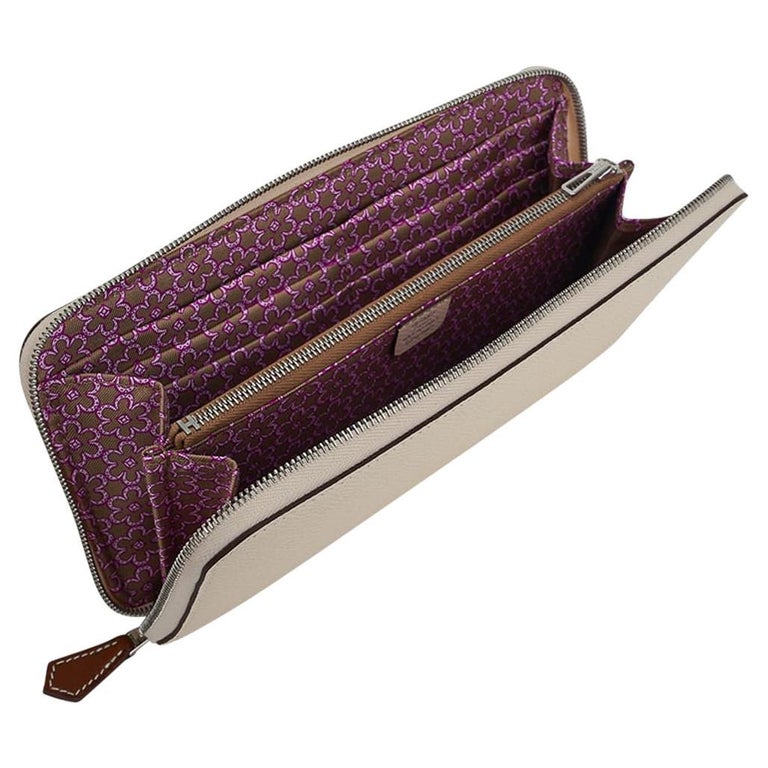 Hermes Silk' In Classique Long Wallet Nata / Lucky Daisy Print Epsom