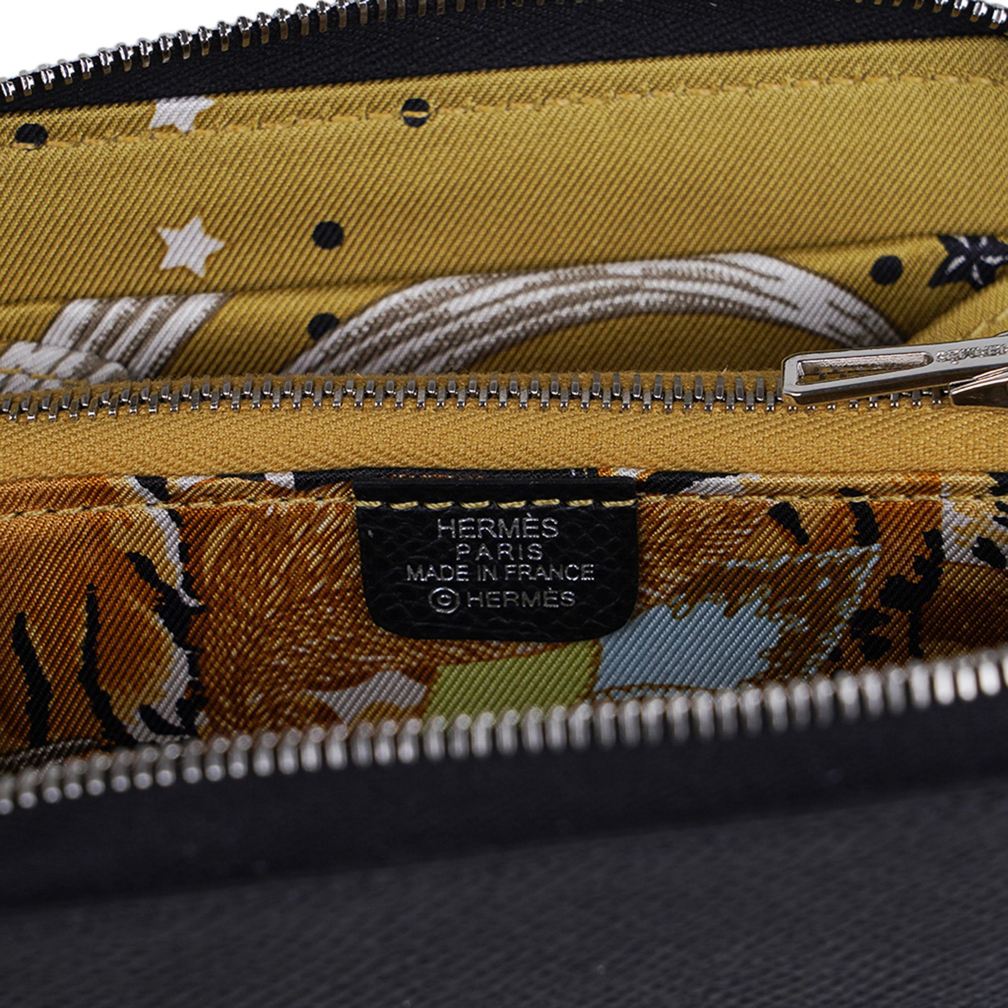 Women's Hermes Silk 'In Compact Wallet Tigre Royal Black Epsom