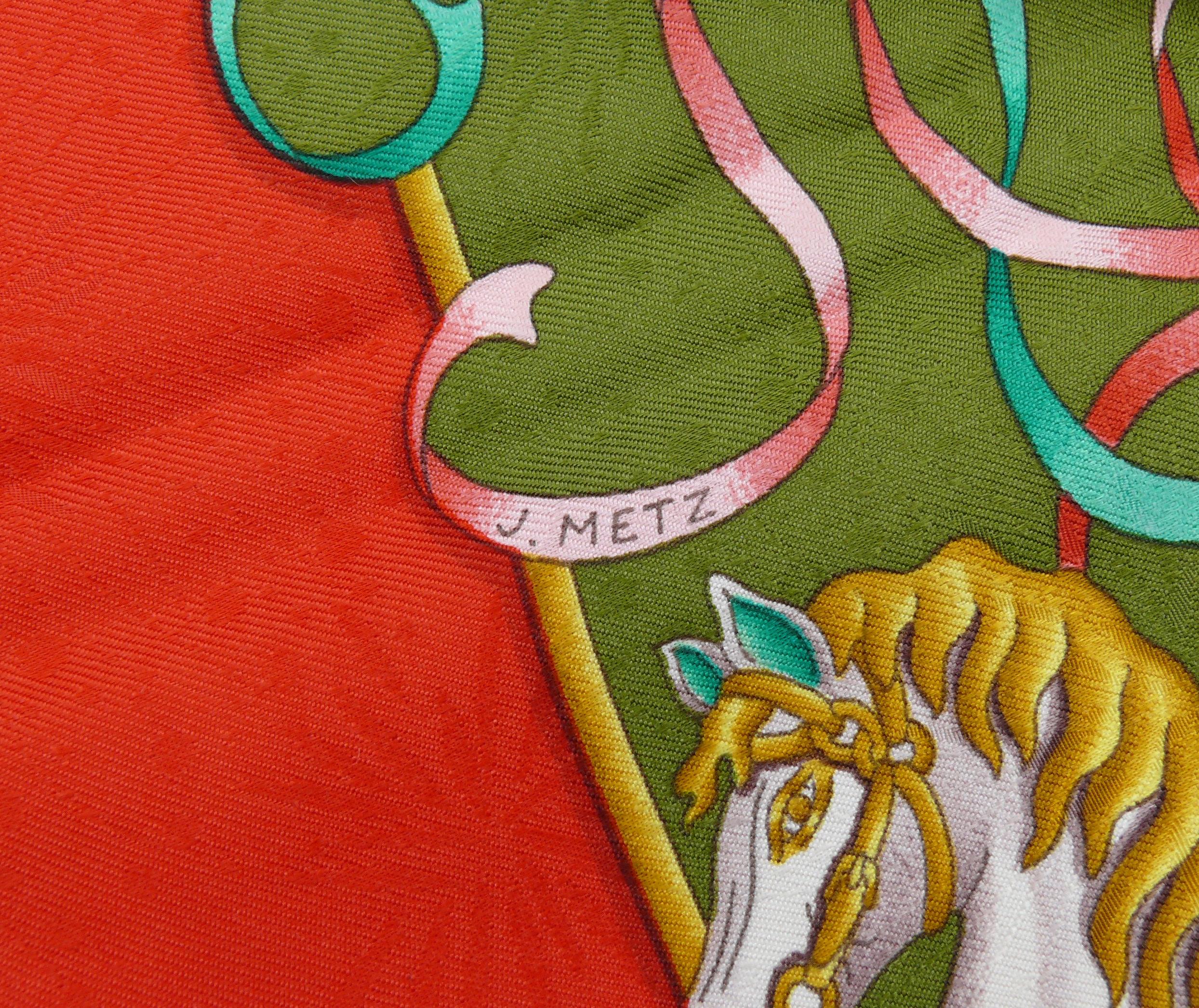 Hermes Silk Jacquard Carre Scarf Luna Park by Joachim Metz For Sale 1