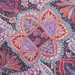 HERMES silk JARDIN DE LA MAHARANI 90 Twill Scarf Marine Parme Mauve