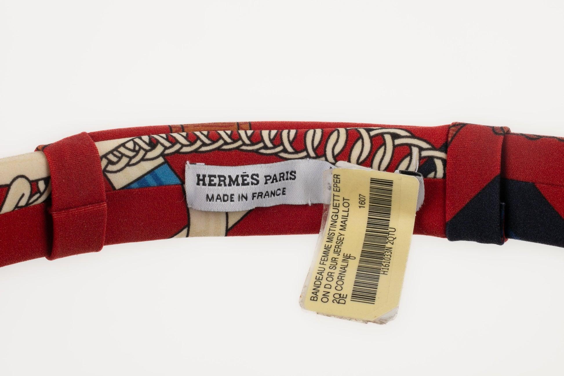 Bandeau en jersey de soie Hermès avec le design Mistinguette en vente 1