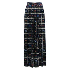 Retro Hermes Silk Jersey Horse Print Skirt