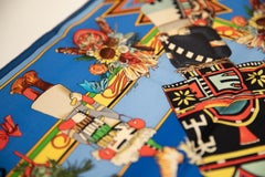 Hermes  Silk Kachinas Blue Turquoise Scarf