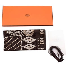 Seidenschal Kelly En Perles 70 in Schokoladencreme und Beige von Hermes