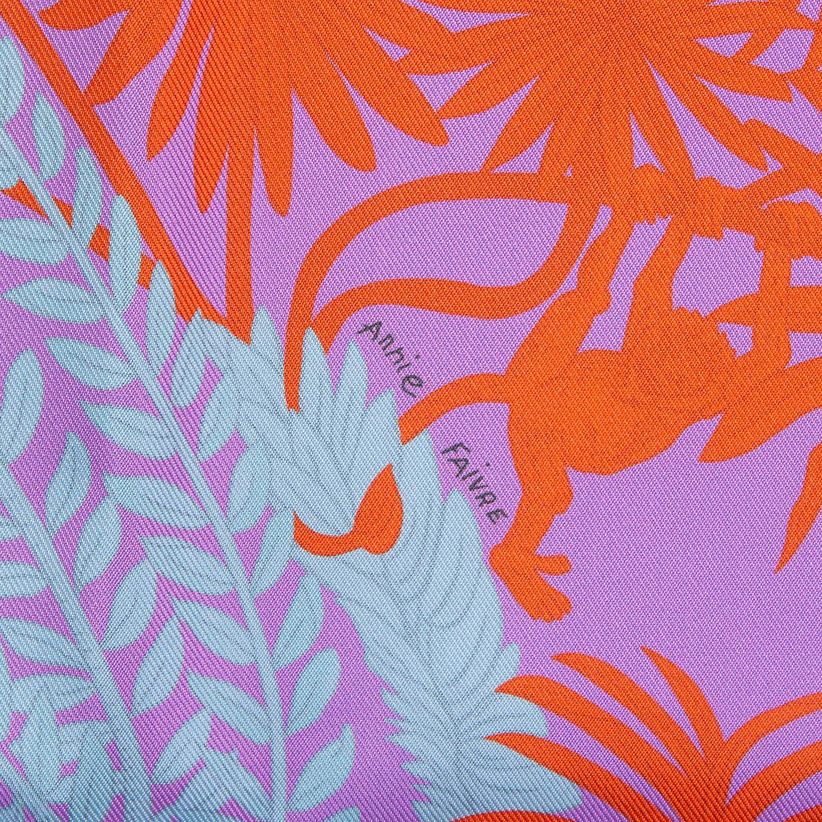 HERMES silk LE JARDIN DS PEINTRES 90 Double Face Scarf Azur Vert Jaune 2