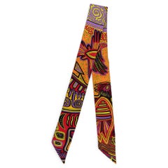 HERMES silk LEGENDE KUNA PEUPLE DE PANAMA Twilly Scarf Scarf Orange