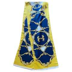 Hermès Silk Maxi Twilly Yellow & Blue