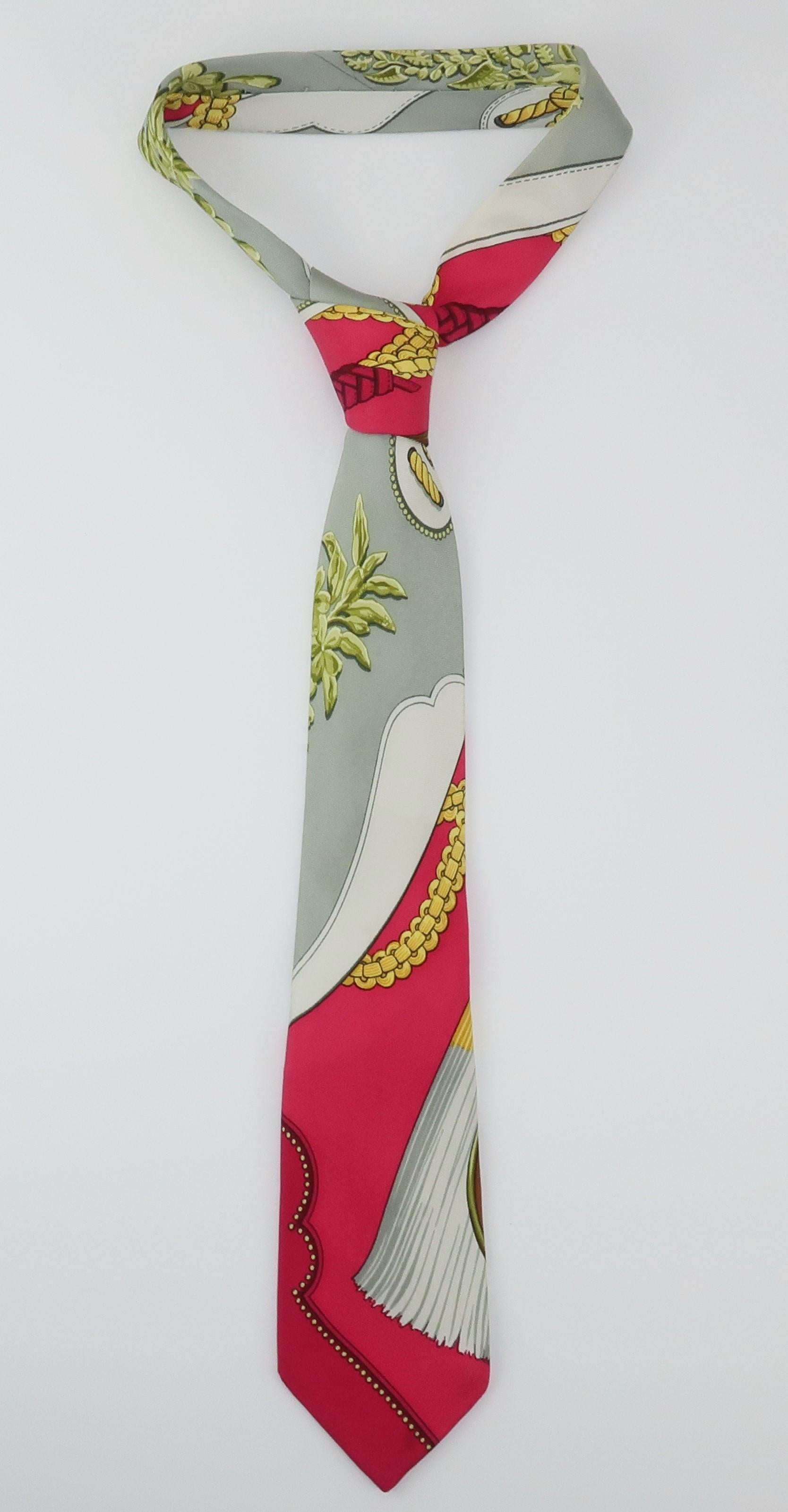 Hermes Silk Men's Necktie With Trompe L'oeil Print 2