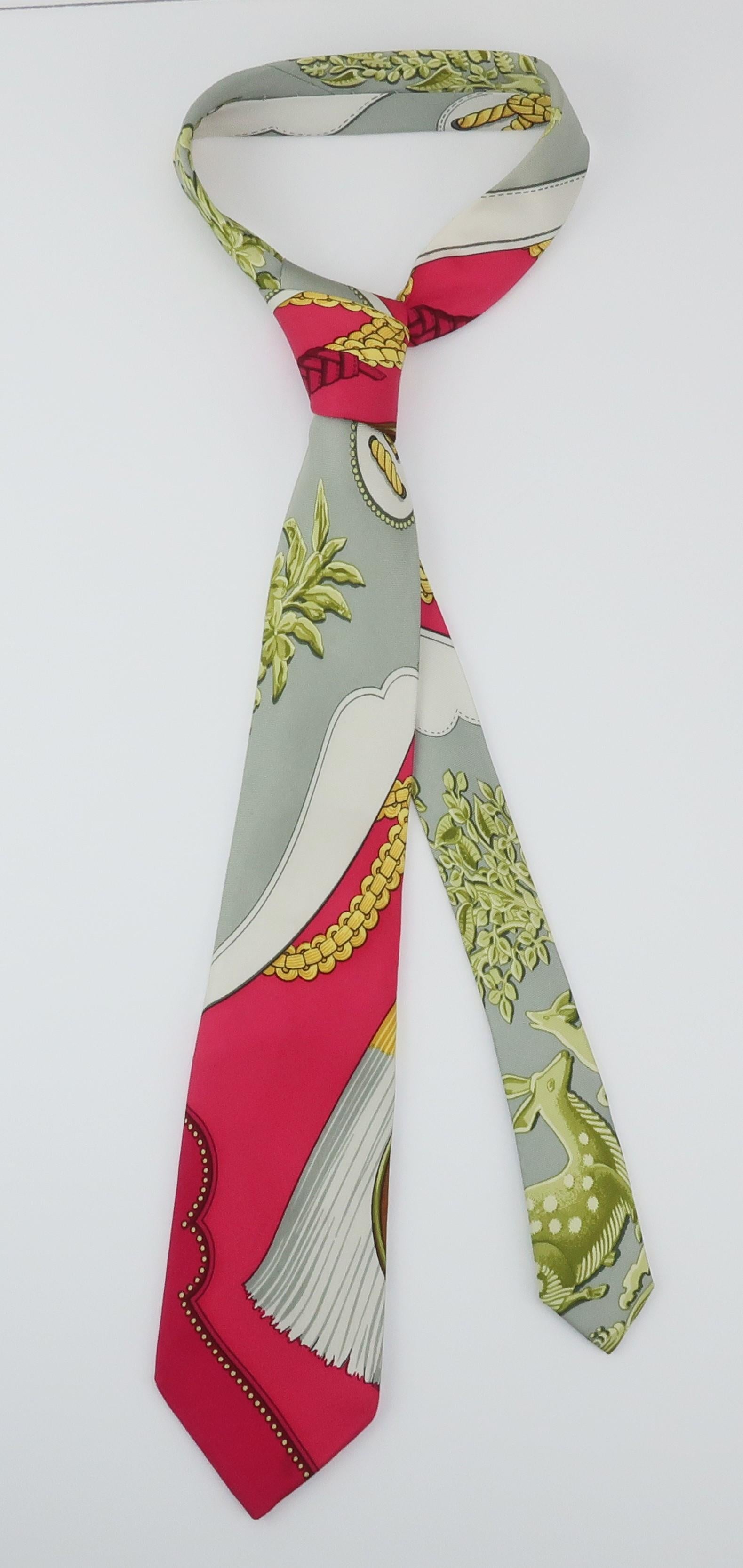 Hermes Silk Men's Necktie With Trompe L'oeil Print 3