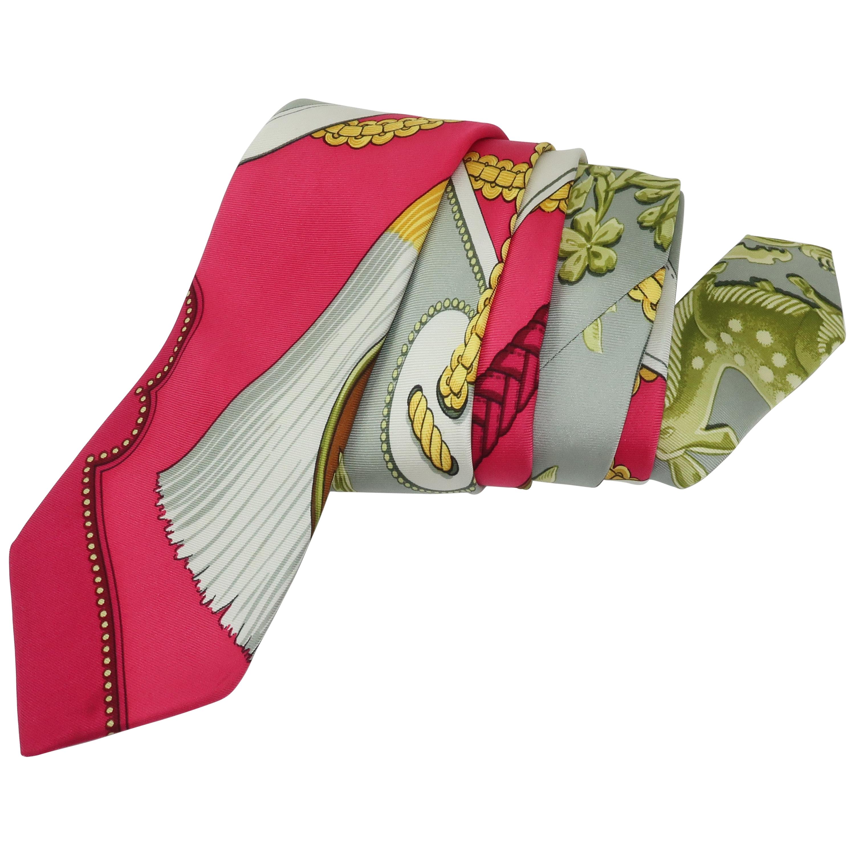 Hermes Silk Men's Necktie With Trompe L'oeil Print