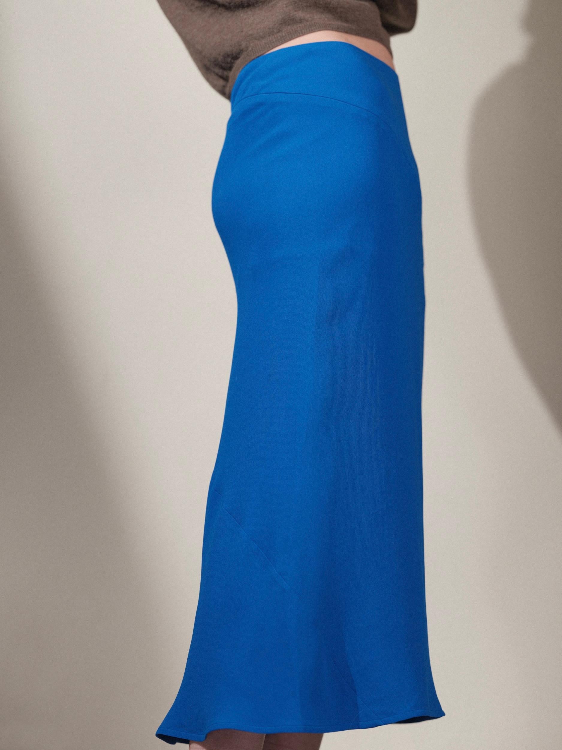 Hermès Silk Midi Skirt Cobalt Blue Sz 40 For Sale 6
