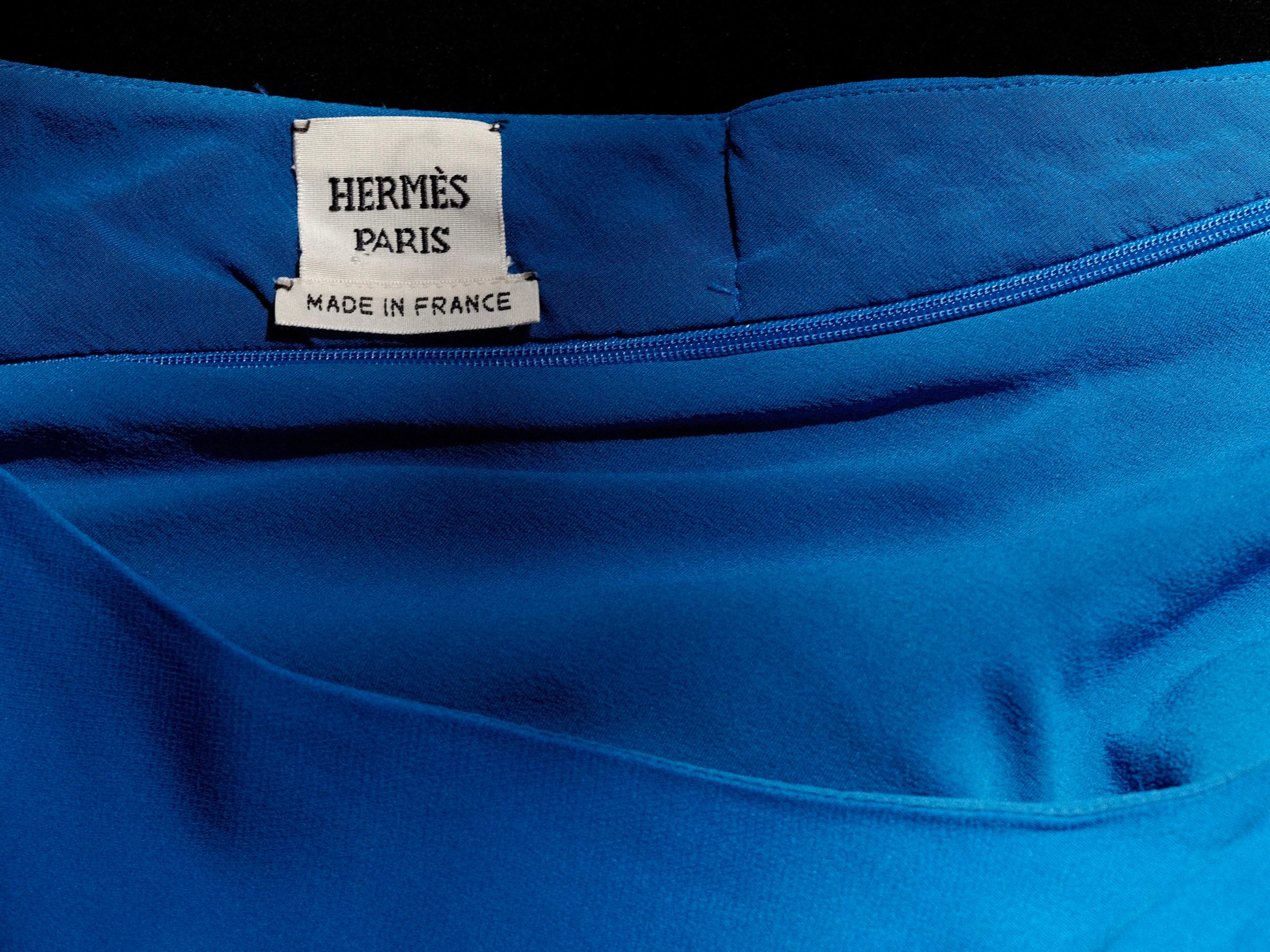 Hermès Silk Midi Skirt Cobalt Blue Sz 40 For Sale 8