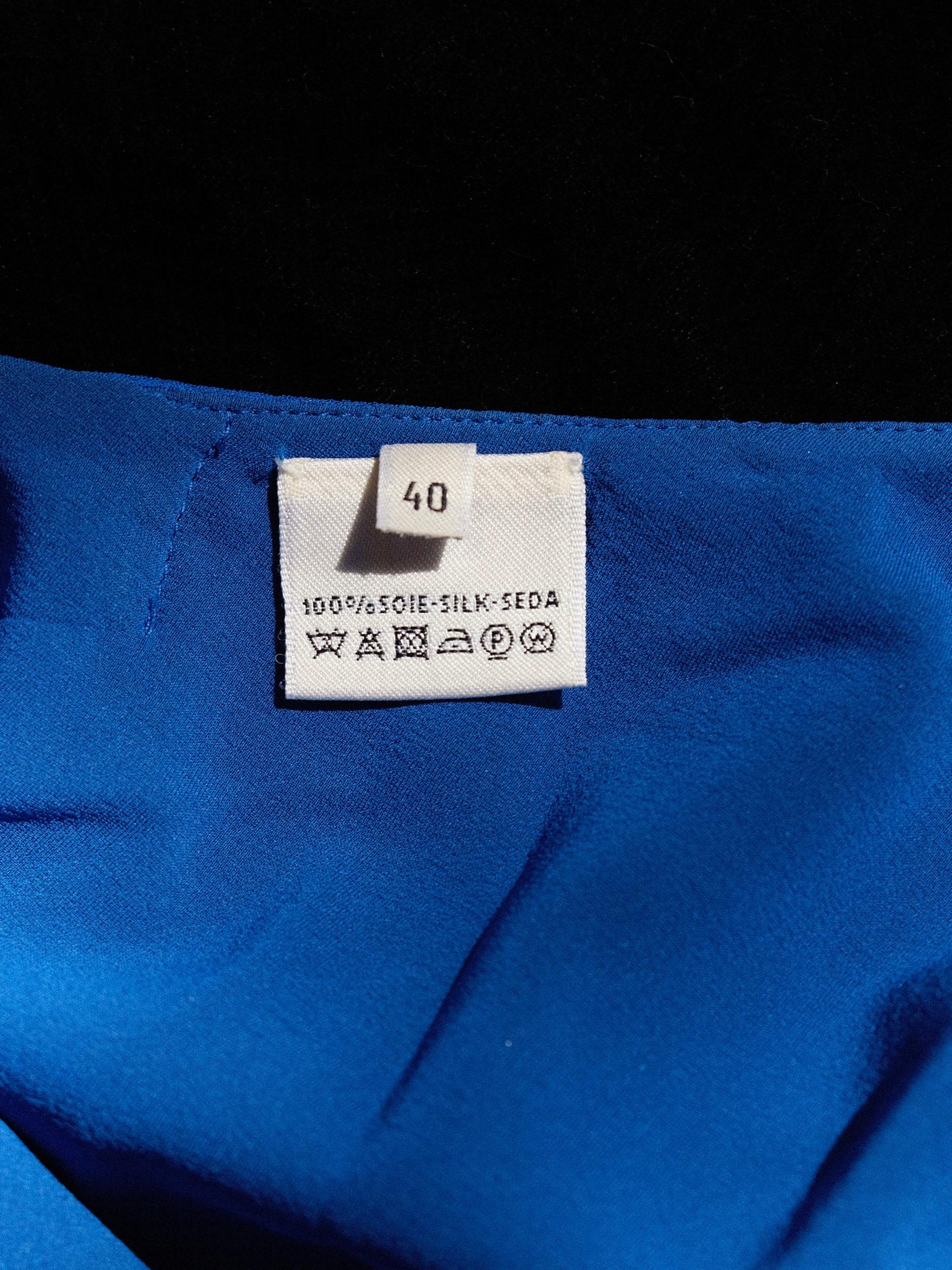 Hermès Silk Midi Skirt Cobalt Blue Sz 40 For Sale 10