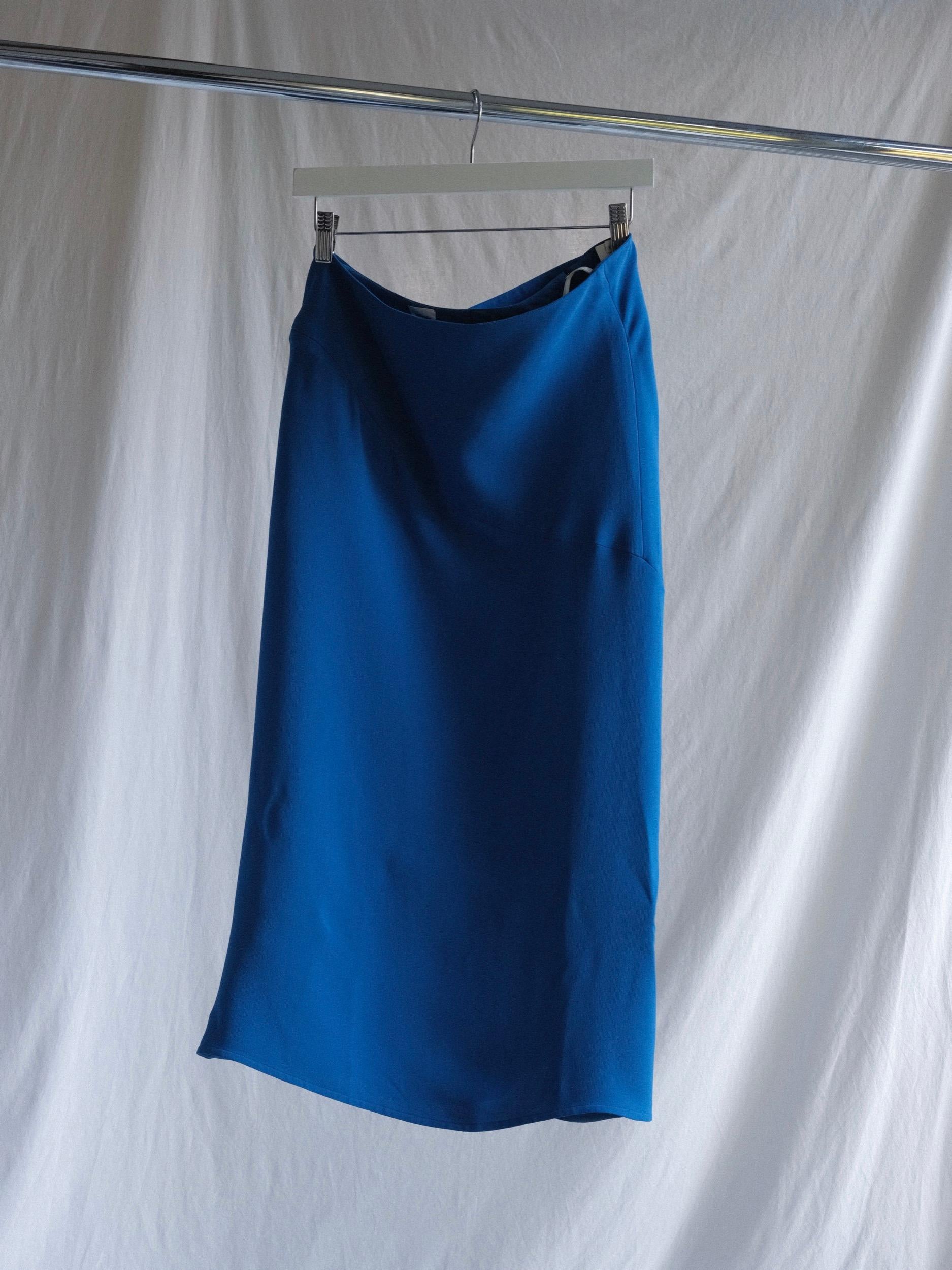 Hermès Silk Midi Skirt Cobalt Blue Sz 40 For Sale 11