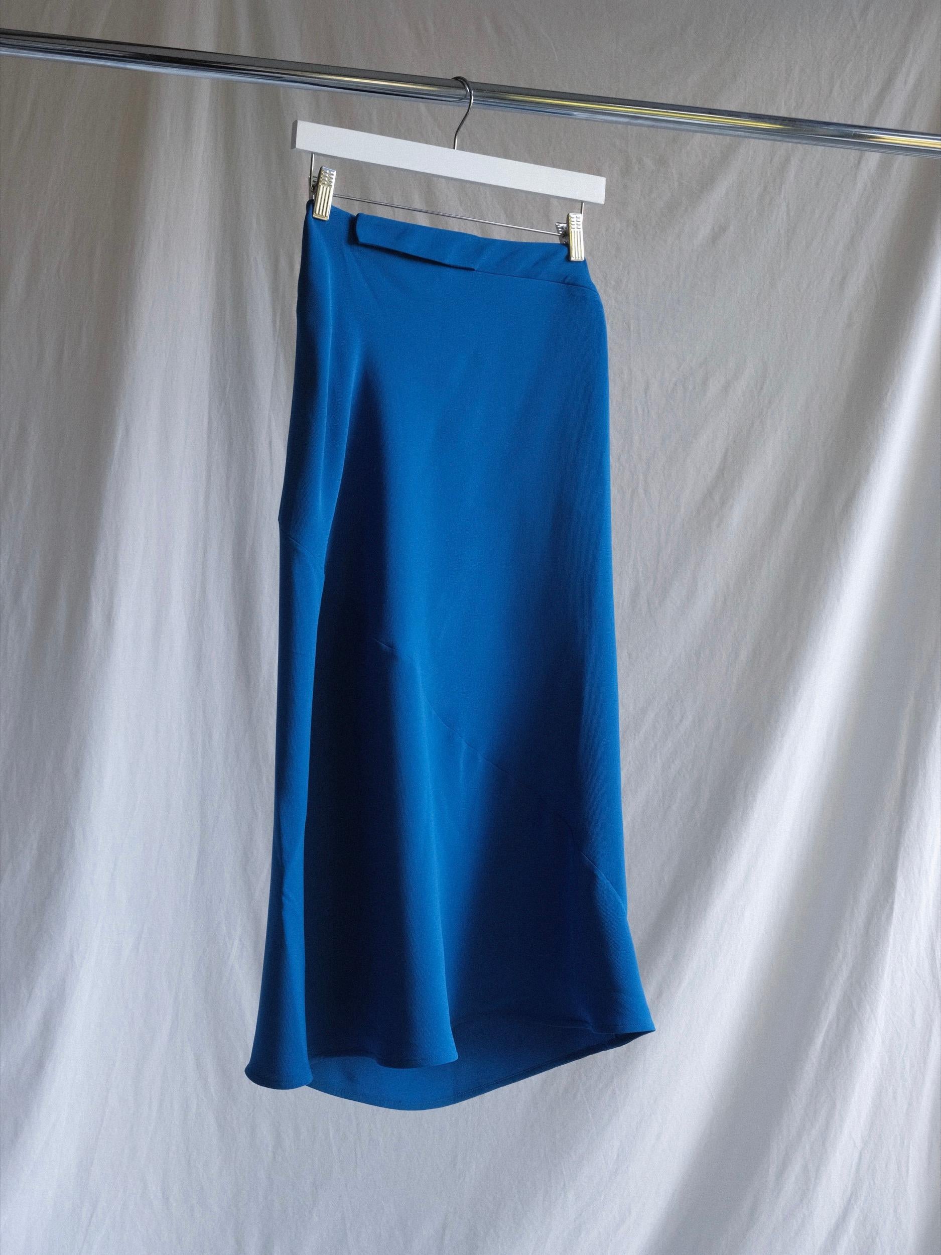 Hermès Silk Midi Skirt Cobalt Blue Sz 40 For Sale 12
