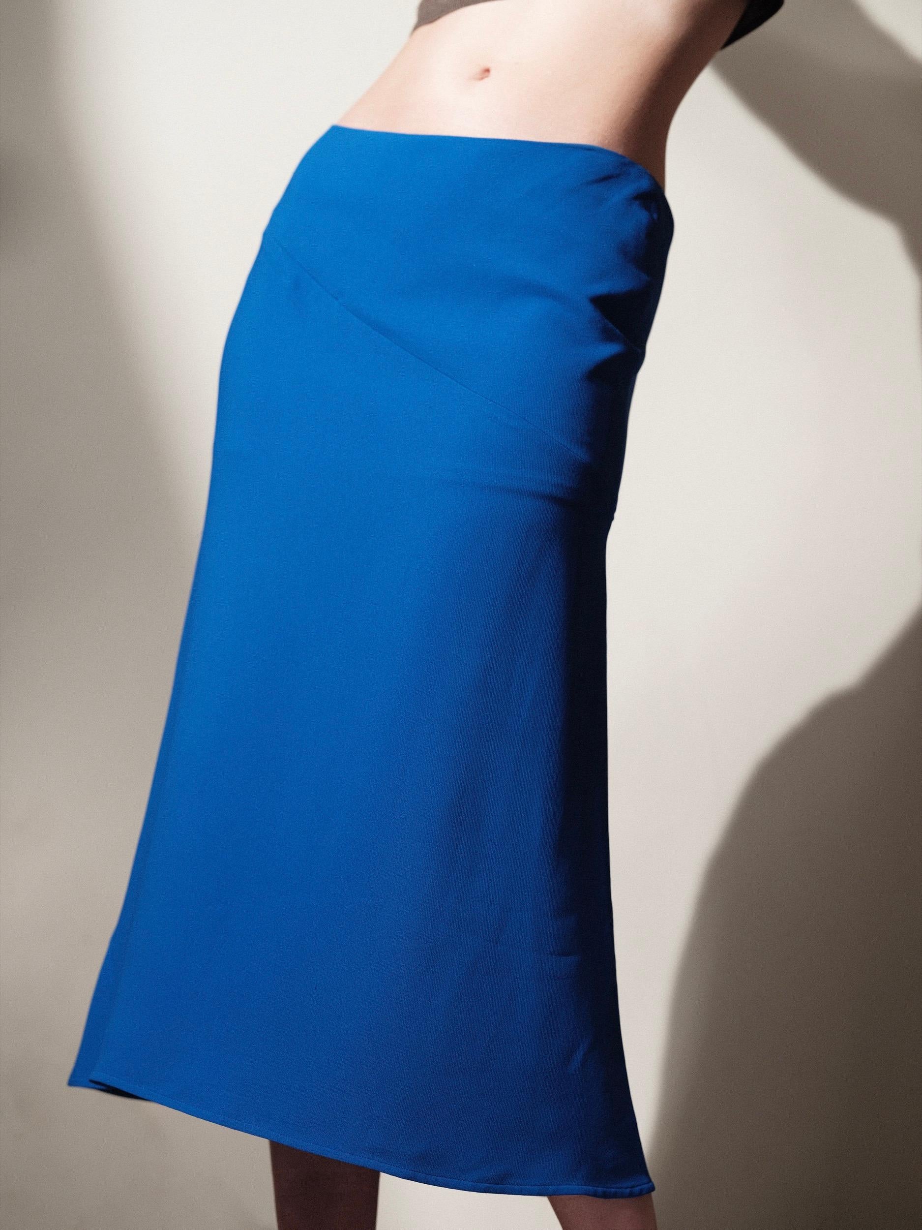 Women's Hermès Silk Midi Skirt Cobalt Blue Sz 40 For Sale