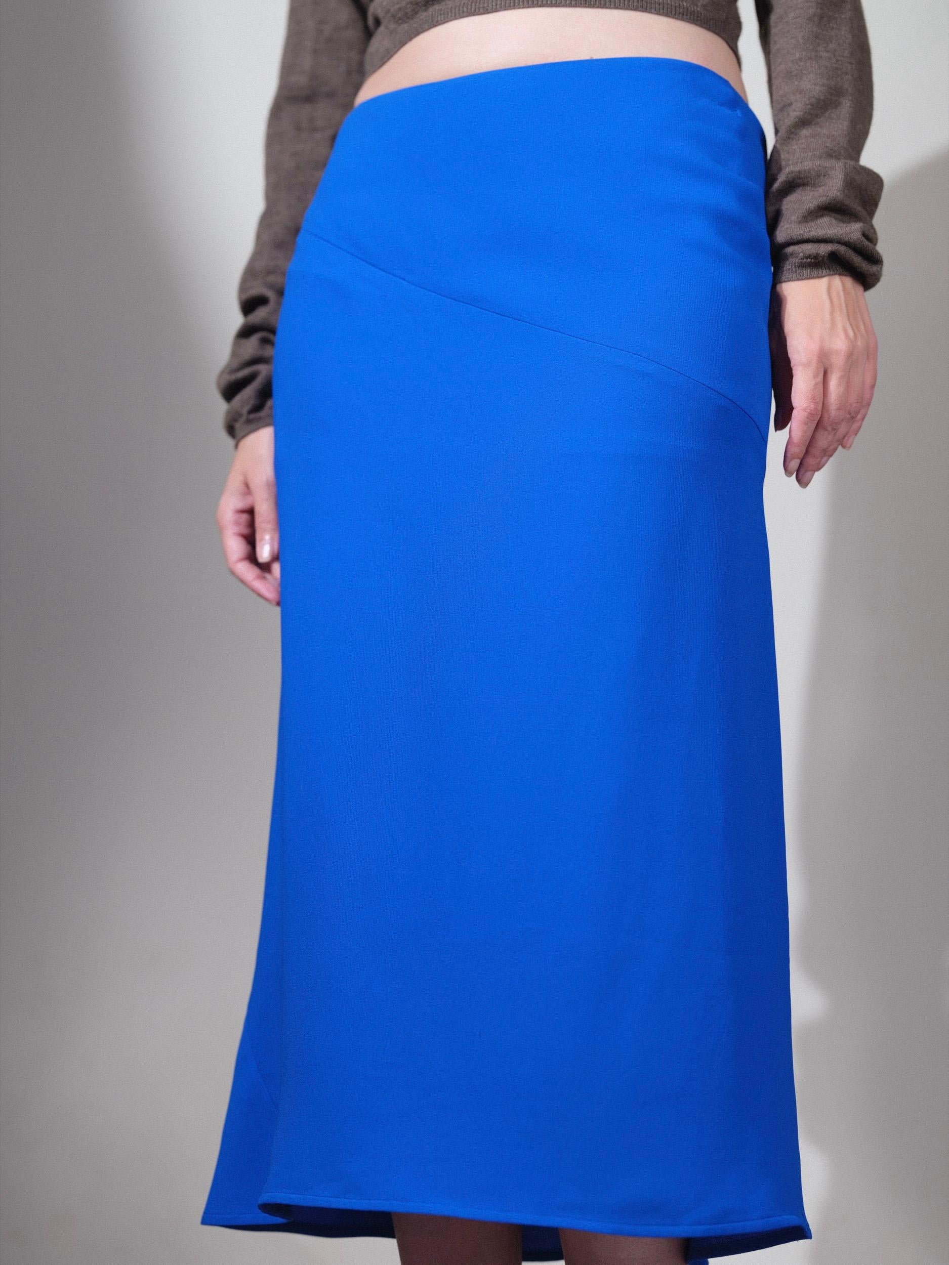 Hermès Silk Midi Skirt Cobalt Blue Sz 40 For Sale 2