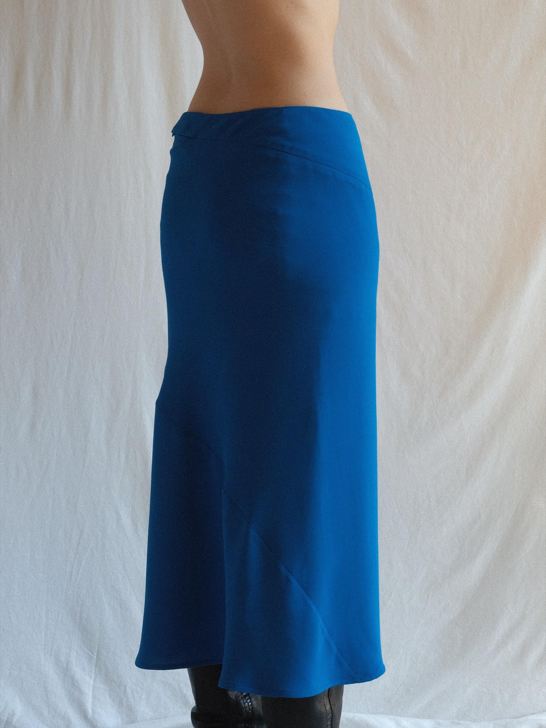 Hermès Silk Midi Skirt Cobalt Blue Sz 40 For Sale 15