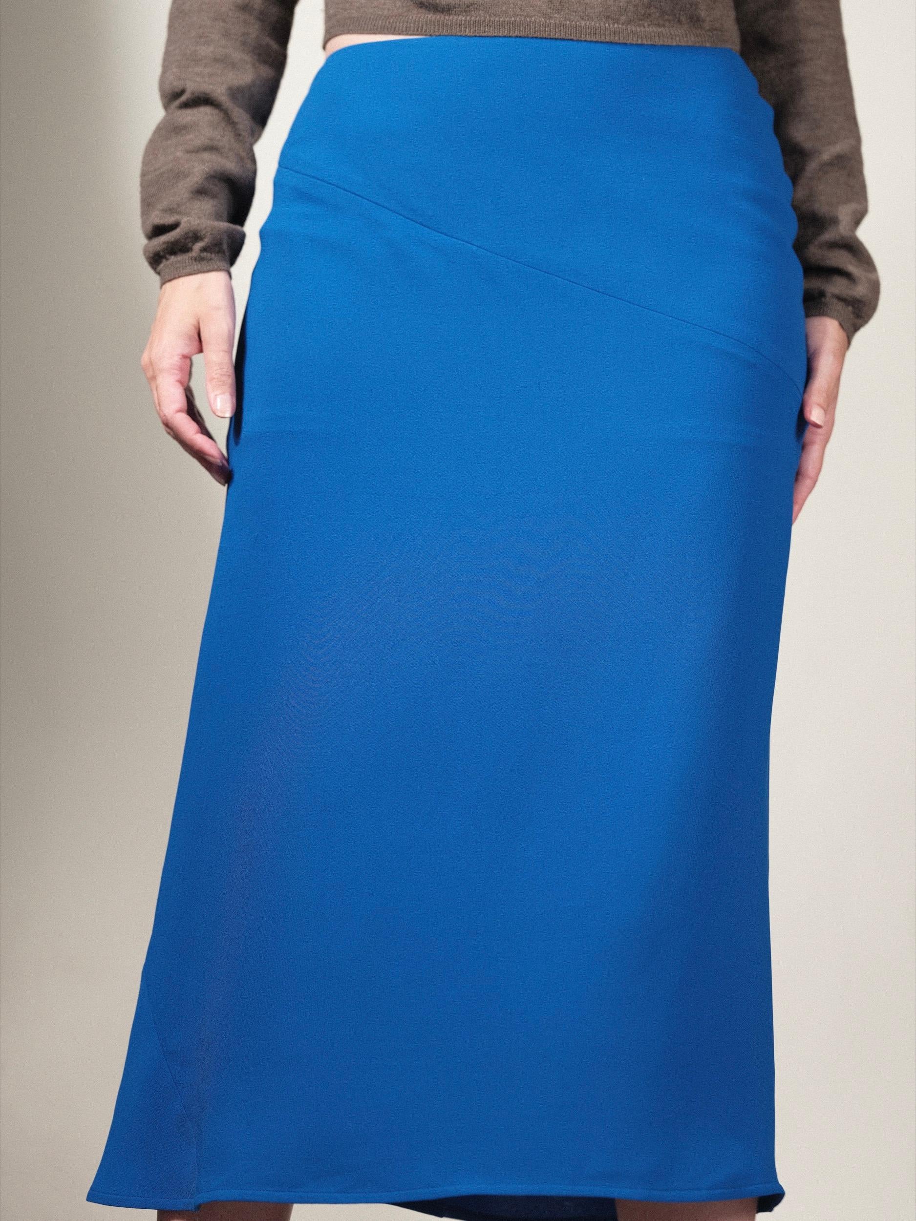 Hermès Silk Midi Skirt Cobalt Blue Sz 40 For Sale 4