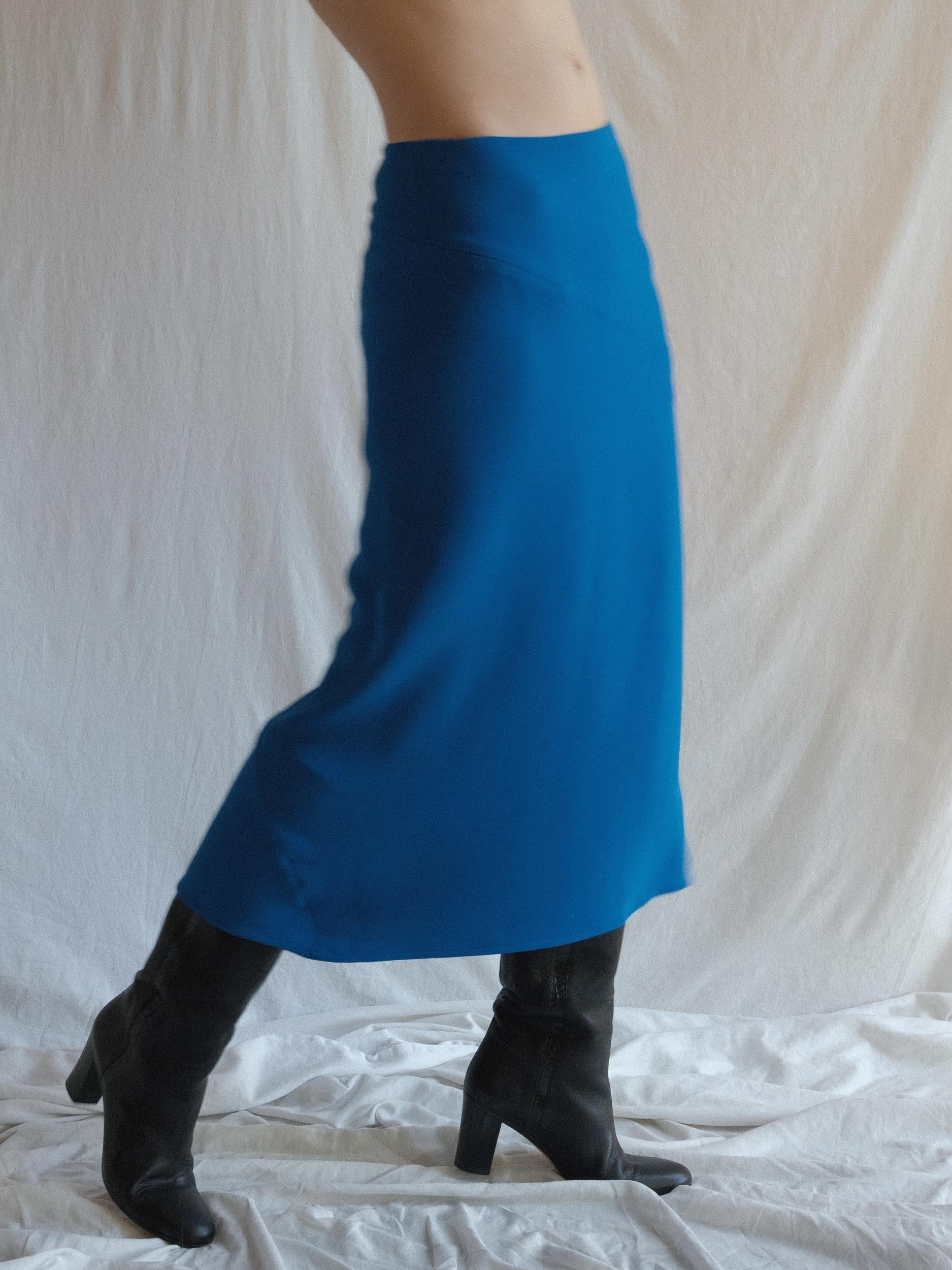 Hermès Silk Midi Skirt Cobalt Blue Sz 40 For Sale 13