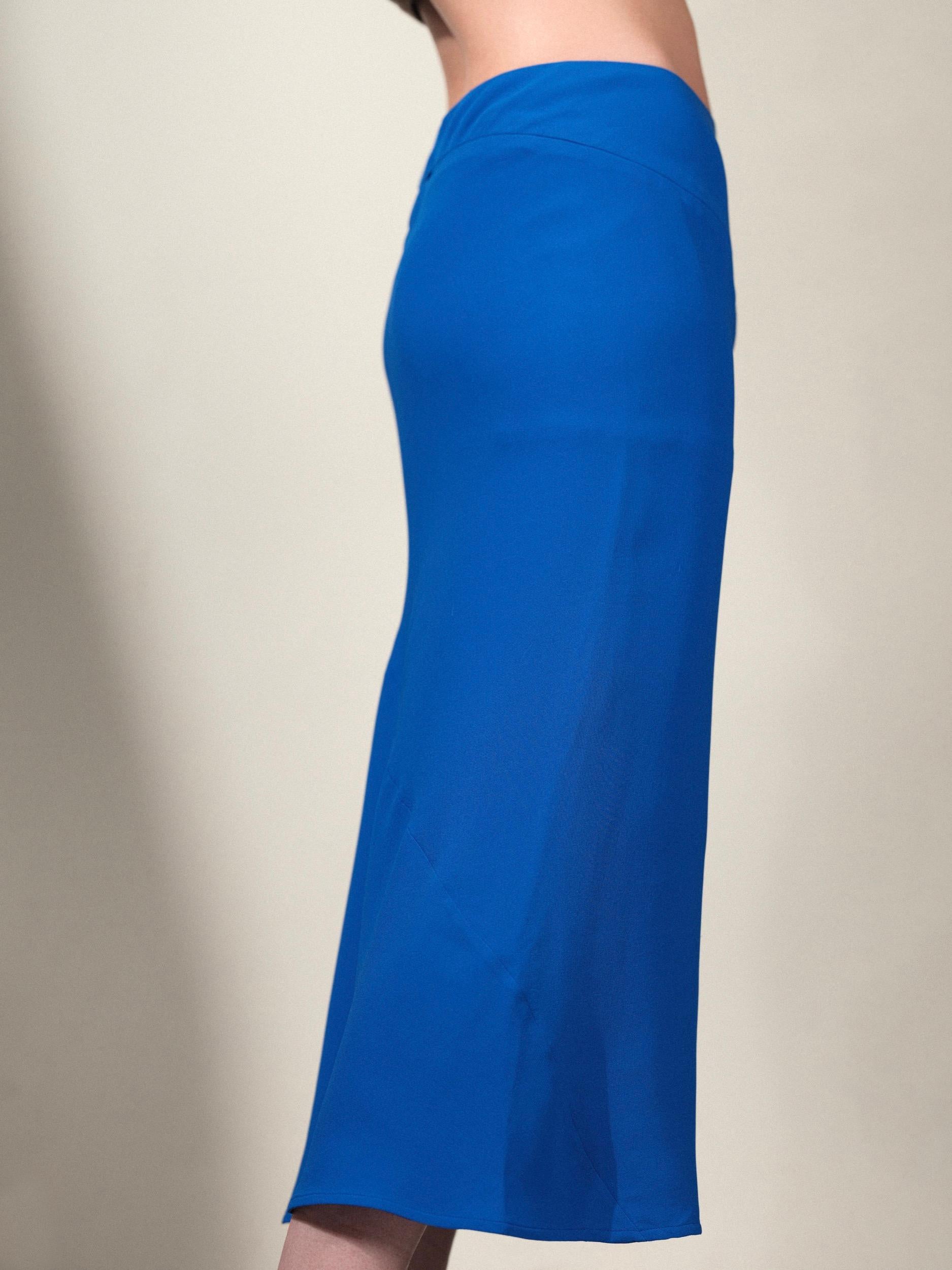 Hermès Silk Midi Skirt Cobalt Blue Sz 40 For Sale 5