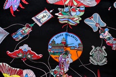 Hermes Silk Multicolor Soies Volantes Scarf  W/ Decorative Chinese Kites