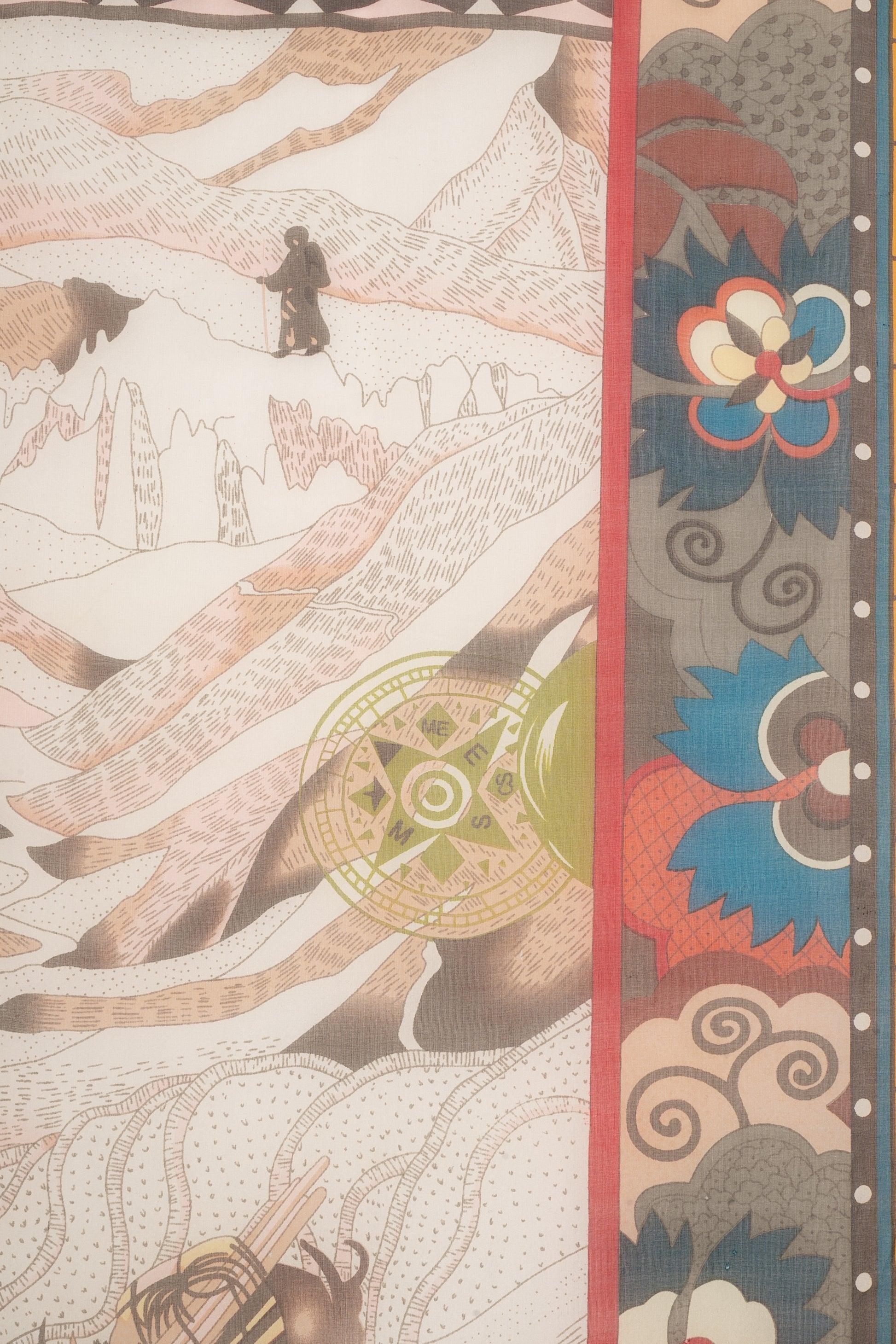 Hermès Silk Muslin Foulard/Scarf 'The Woman with the Wind Shoe Soles', 2009 In Excellent Condition For Sale In SAINT-OUEN-SUR-SEINE, FR