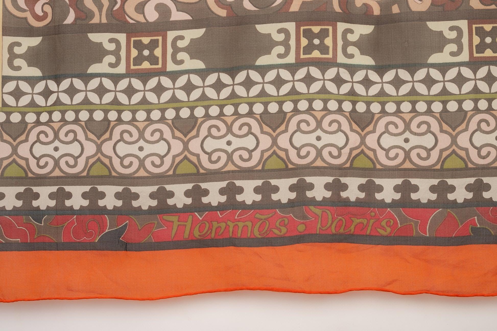 Hermès Silk Muslin Foulard/Scarf 'The Woman with the Wind Shoe Soles', 2009 For Sale 1