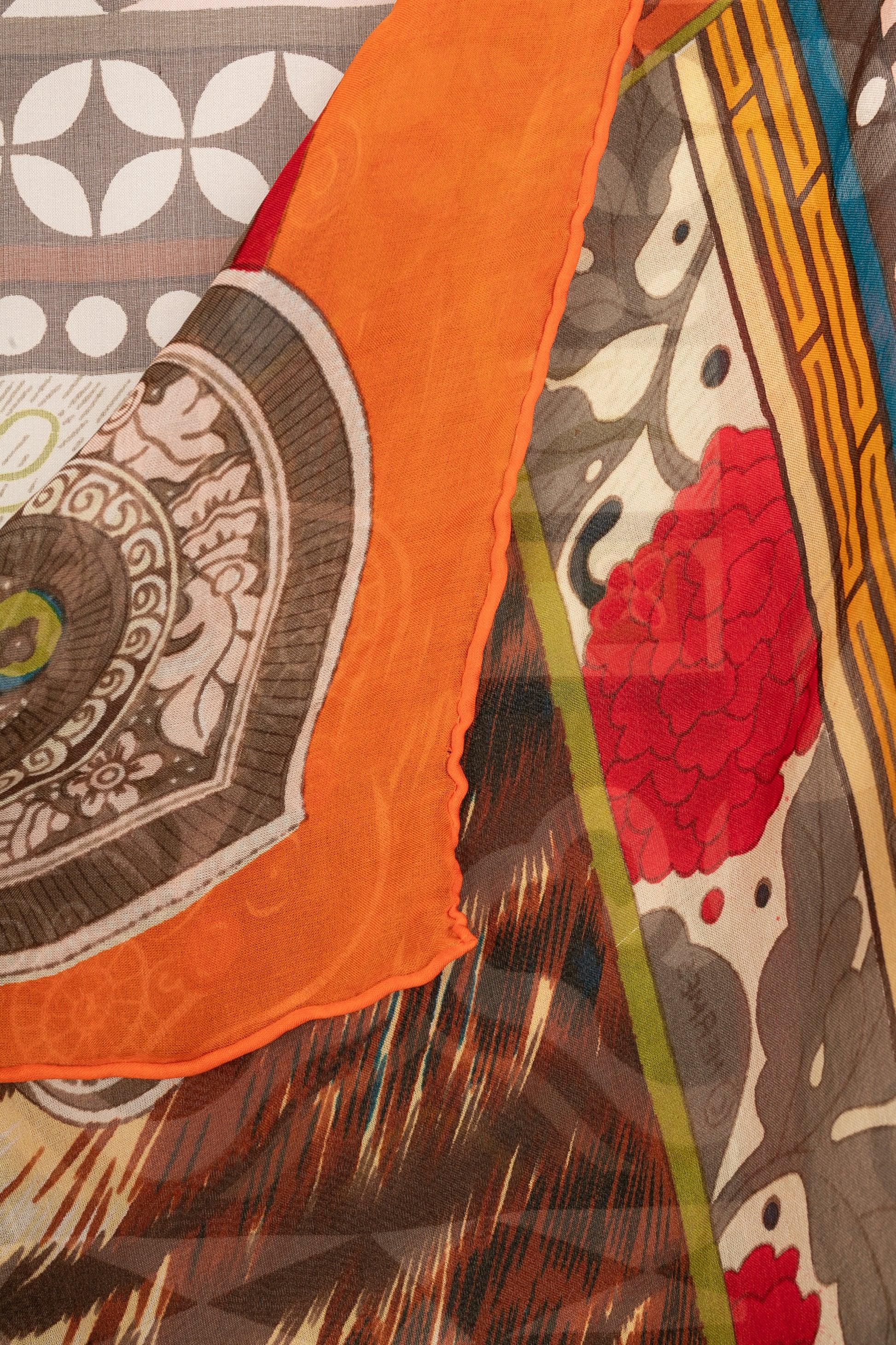 Hermès Silk Muslin Foulard/Scarf 'The Woman with the Wind Shoe Soles', 2009 For Sale 4