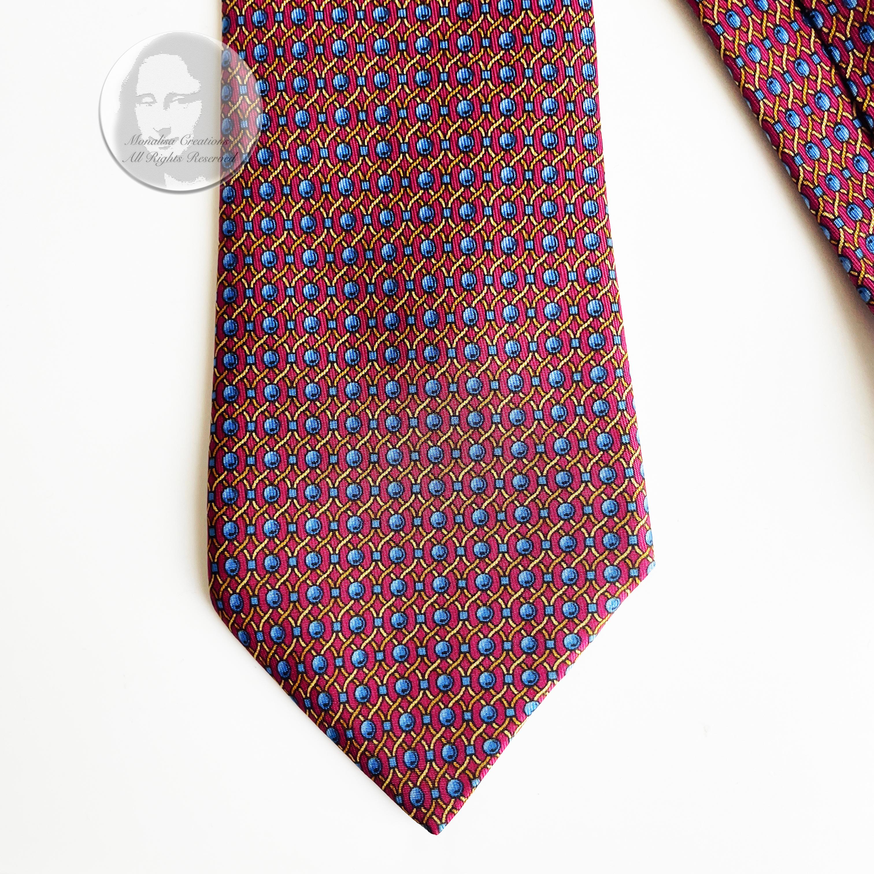 Cravate Hermès en soie imprimée corde abstraite 7242 MA 1990 Bon état à Port Saint Lucie, FL