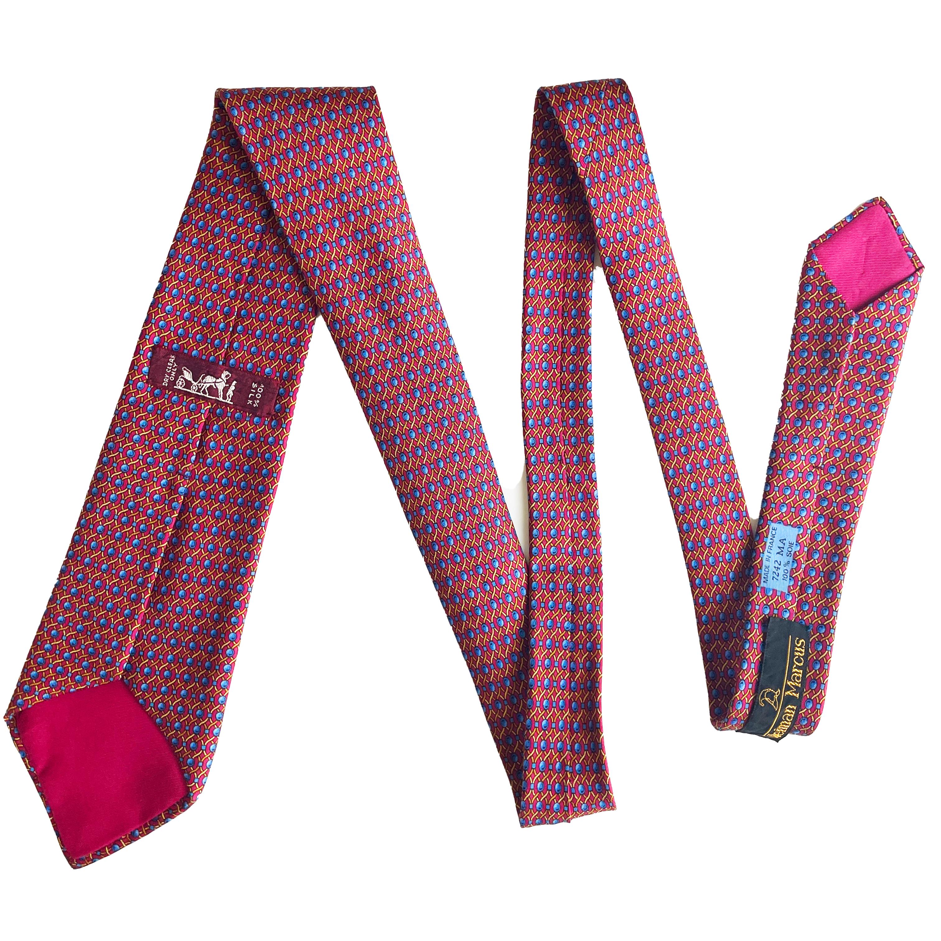  Cravate Hermès en soie imprimée corde abstraite 7242 MA 1990 Pour hommes 