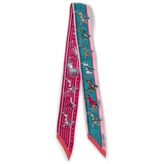 HERMES Seide PANI LA SHAR PAWNEE Twilly-Schal Schal Rose Canard Blanc